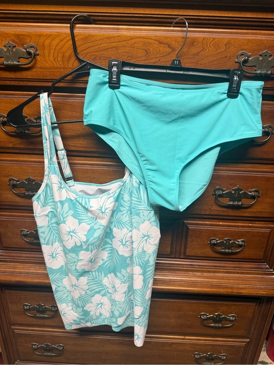 Other - Aqua Floral Tankini Set - Turquoise & White